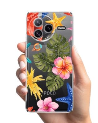 Etui do Xiaomi POCO F7 Ultra przeźroczyste, silikonowe Flexi, Summer Patterns, tropikalny wzór