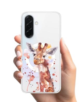 Etui do Samsung Galaxy A37 z MagSafe przeźroczyste, silikonowe Flexi, Akwarelowe Zoo, Żyrafa