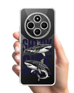 Etui do Xiaomi POCO C75 przeźroczyste, silikonowe Flexi, Summer Patterns, Shark side