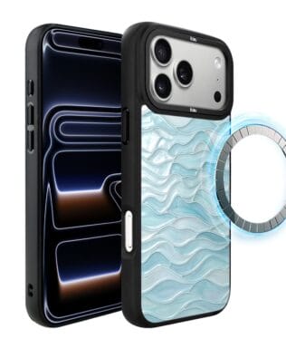 Etui do iPhone 17 Pro Max IBIZU DropGuard Matt z MagSafe, Aqua Glass, błękitne fale
