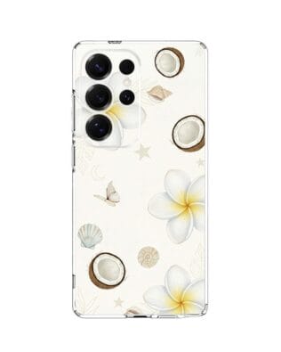 Etui do Samsung Galaxy S25 Ultra przeźroczyste, silikonowe Flexi, Summer Patterns, hawajskie kokosy