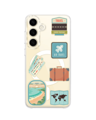 Etui do Samsung Galaxy S24 z MagSafe przeźroczyste, silikonowe Flexi, pocztowe znaczki
