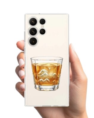 Etui do Samsung Galaxy S23 Ultra przeźroczyste, silikonowe Flexi, Paradise, Whiskey on the rocks