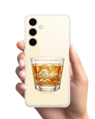 Etui do Samsung Galaxy S24 przeźroczyste, silikonowe Flexi, Paradise, Whiskey on the rocks