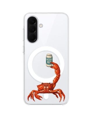 Etui do Samsung Galaxy A37 z MagSafe przeźroczyste, silikonowe Flexi, Paradise, krab z piwem