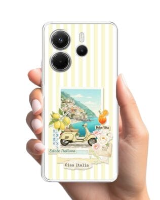 Etui do Xiaomi Redmi Note 14 5G przeźroczyste, silikonowe Flexi, Summer Patterns, ostrygi z cytrynką