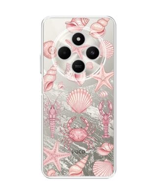 Etui do Xiaomi POCO C75 przeźroczyste, silikonowe Flexi, Summer Patterns, krewetkowy róż
