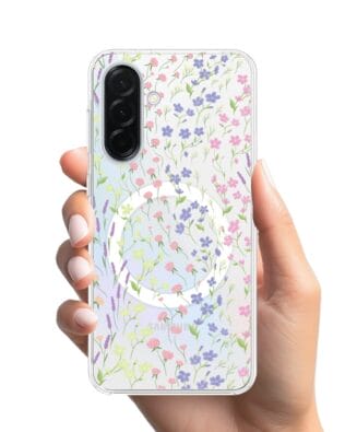 Etui do Samsung Galaxy A37 z MagSafe przeźroczyste, silikonowe Flexi, kwiaty polne