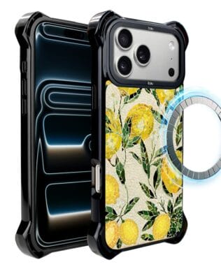 Etui do iPhone 17 Pro Max IBIZU DropGuard Ultra z MagSafe, Modern Classics, Cytrynowe gaje