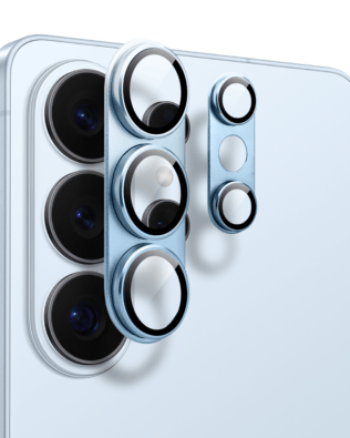 Metalowa osłona na cały aparat z wbudowanymi szkłami do Samsung Galaxy S26 Ultra, niebieska