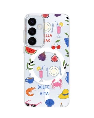 Etui do Samsung Galaxy A55 5G z MagSafe przeźroczyste, silikonowe Flexi, Italian Summer, kolorowe wakacje