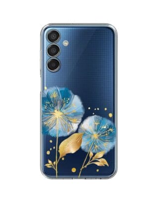 Etui do Samsung Galaxy M15 5G przeźroczyste, silikonowe Flexi, Kwiaty, niebieskie dmuchawce