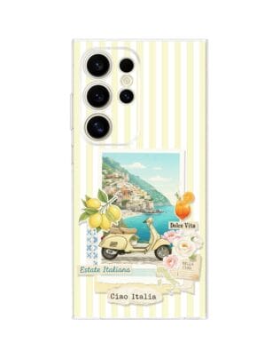 Etui do Samsung Galaxy S24 Ultra przeźroczyste, silikonowe Flexi, Italian Summer, Ciao Italia