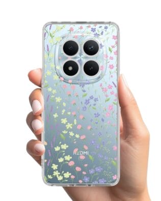 Etui do Xiaomi Redmi Note 15 Pro Plus 5G przeźroczyste, silikonowe Flexi, kwiaty polne