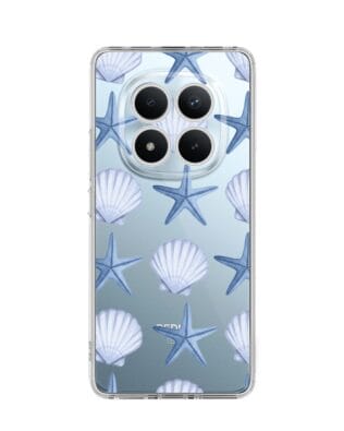 Etui do Xiaomi Redmi Note 15 4G przeźroczyste, silikonowe Flexi, Summer Patterns, niebieskie rozgwiazdy