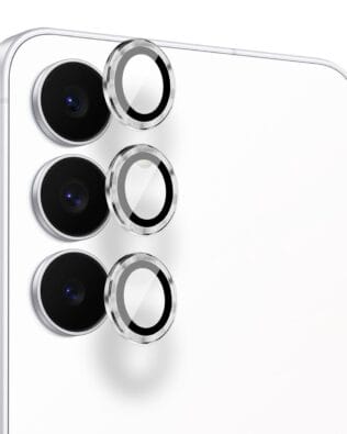 Metalowa osłona obiektywu aparatu ze szkła hartowanego 9H do Samsung Galaxy S25 FE, 1 zestaw, srebrna