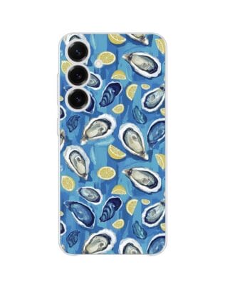 Etui do Samsung Galaxy S25 przeźroczyste, silikonowe Flexi, Summer Patterns, ostrygi z cytrynką