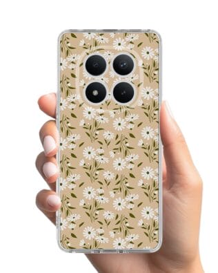 Etui do Xiaomi Redmi Note 15 4G przeźroczyste, silikonowe Flexi, Summer Patterns, delikatne kwiatki na cielistym tle