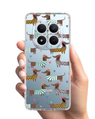 Etui do Xiaomi Redmi Note 15 Pro Plus 5G przeźroczyste, silikonowe Flexi, Summer Patterns, zakochane jamniki