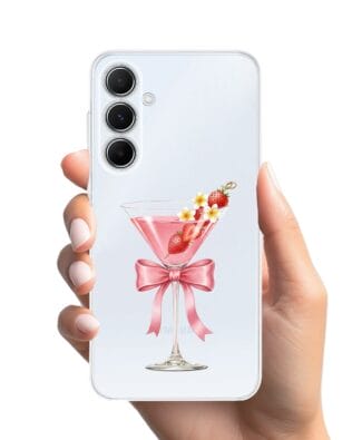 Etui do Samsung Galaxy A55 5G przeźroczyste, silikonowe Flexi, Paradise, Strawberry Martini