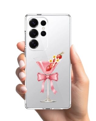 Etui do Samsung Galaxy S25 Ultra przeźroczyste, silikonowe Flexi, Paradise, Strawberry Martini