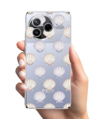 Etui do Xiaomi POCO F7 Pro przeźroczyste, silikonowe Flexi, Summer Patterns, pastelowe muszelki