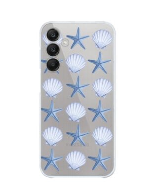Etui do Samsung Galaxy M35 5G przeźroczyste, silikonowe Flexi, Summer Patterns, niebieskie rozgwiazdy