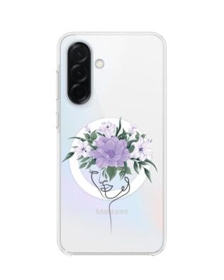 Etui do Samsung Galaxy A37 z MagSafe przeźroczyste, silikonowe Flexi, kobieta z kwiatami