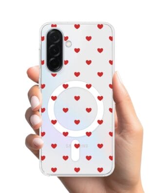 Etui do Samsung Galaxy A37 z MagSafe przeźroczyste, silikonowe Flexi, Mini Patterns, Serduszka