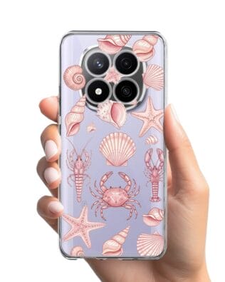 Etui do Xiaomi Redmi Note 14 Pro 4G przeźroczyste, silikonowe Flexi, Summer Patterns, krewetkowy róż