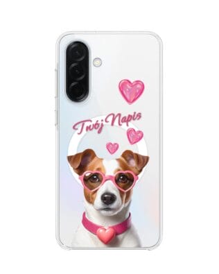 Etui do Samsung Galaxy A37 z MagSafe przeźroczyste, silikonowe Flexi, Puppy Love, pies rasy Jack Russell Terrier