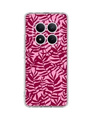 Etui do Xiaomi Redmi Note 15 Pro 4G przeźroczyste, silikonowe Flexi, Summer Patterns, bordowe liście