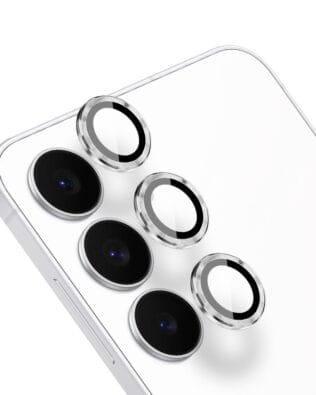 Metalowa osłona obiektywu aparatu ze szkła hartowanego 9H do Samsung Galaxy S25 FE, 1 zestaw, srebrna