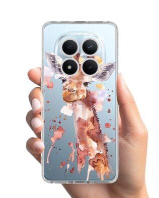 Etui do Xiaomi Redmi Note 15 Pro Plus 5G przeźroczyste, silikonowe Flexi, Akwarelowe Zoo, Żyrafa