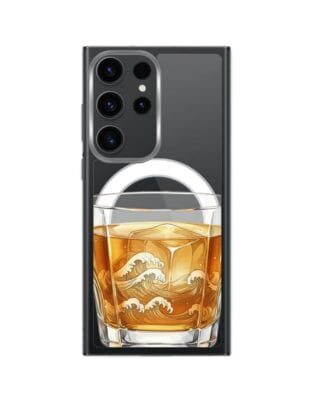 Etui do Samsung Galaxy S23 Ultra z MagSafe przeźroczyste, silikonowe Flexi, Paradise, Whiskey on the rocks