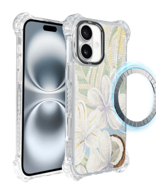 Etui do iPhone 16 IBIZU DropGuard Ultra z MagSafe, Modern Classics, Biała lilia