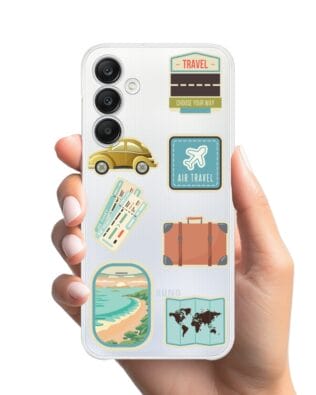 Etui do Samsung Galaxy A25 5G przeźroczyste, silikonowe Flexi, pocztowe znaczki