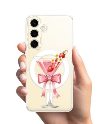 Etui do Samsung Galaxy S24 Plus z MagSafe przeźroczyste, silikonowe Flexi, Paradise, Strawberry Martini