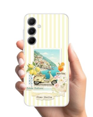 Etui do Samsung Galaxy A55 5G przeźroczyste, silikonowe Flexi, Italian Summer, Ciao Italia