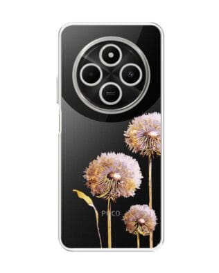 Etui do Xiaomi POCO C75 przeźroczyste, silikonowe Flexi, Kwiaty, fioletowe dmuchawce