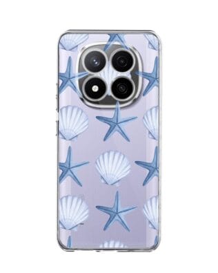 Etui do Xiaomi Redmi Note 14 Pro 4G przeźroczyste, silikonowe Flexi, Summer Patterns, niebieskie rozgwiazdy