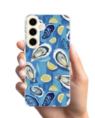 Etui do Samsung Galaxy S24 Plus z MagSafe przeźroczyste, silikonowe Flexi, Summer Patterns, ostrygi z cytrynką