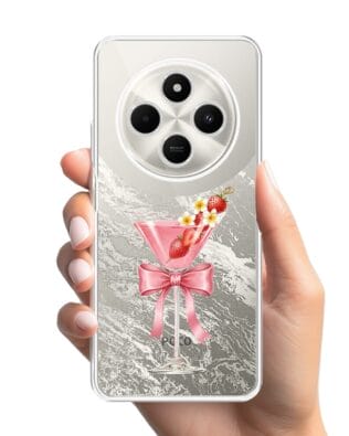 Etui do Xiaomi POCO C75 przeźroczyste, silikonowe Flexi, Paradise, Strawberry Martini