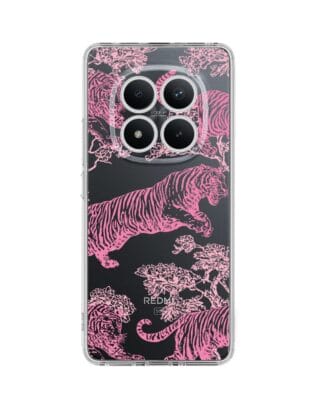 Etui do Xiaomi Redmi Note 15 Pro 4G przeźroczyste, silikonowe Flexi, Mystic, Różowe tygrysy