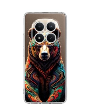 Etui do Xiaomi Redmi Note 15 Pro Plus 5G przeźroczyste, silikonowe Flexi, Dzika Mandala, Niedźwiedź