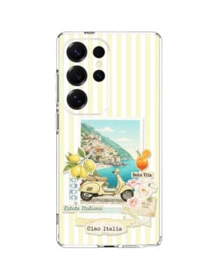 Etui do Samsung Galaxy S25 Ultra przeźroczyste, silikonowe Flexi, Italian Summer, Ciao Italia