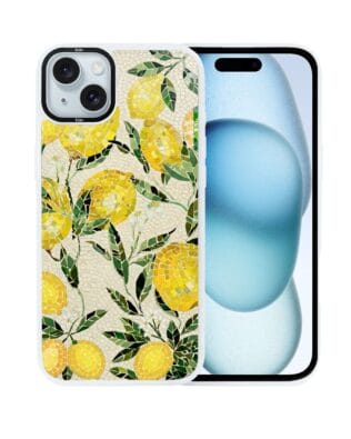 Etui do iPhone 15 IBIZU DropGuard Matt z MagSafe, Modern Classics, Cytrynowe gaje