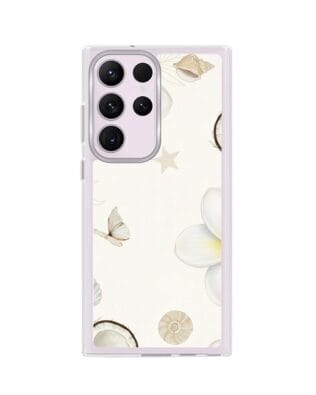 Etui do Samsung Galaxy S23 Ultra z MagSafe przeźroczyste, silikonowe Flexi, Summer Patterns, hawajskie kokosy