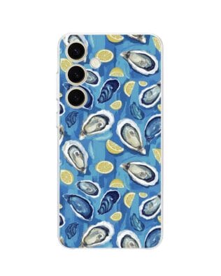 Etui do Samsung Galaxy S24 przeźroczyste, silikonowe Flexi, Summer Patterns, ostrygi z cytrynką