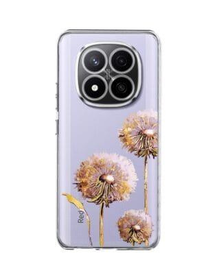 Etui do Xiaomi Redmi Note 14 Pro 4G przeźroczyste, silikonowe Flexi, Kwiaty, fioletowe dmuchawce